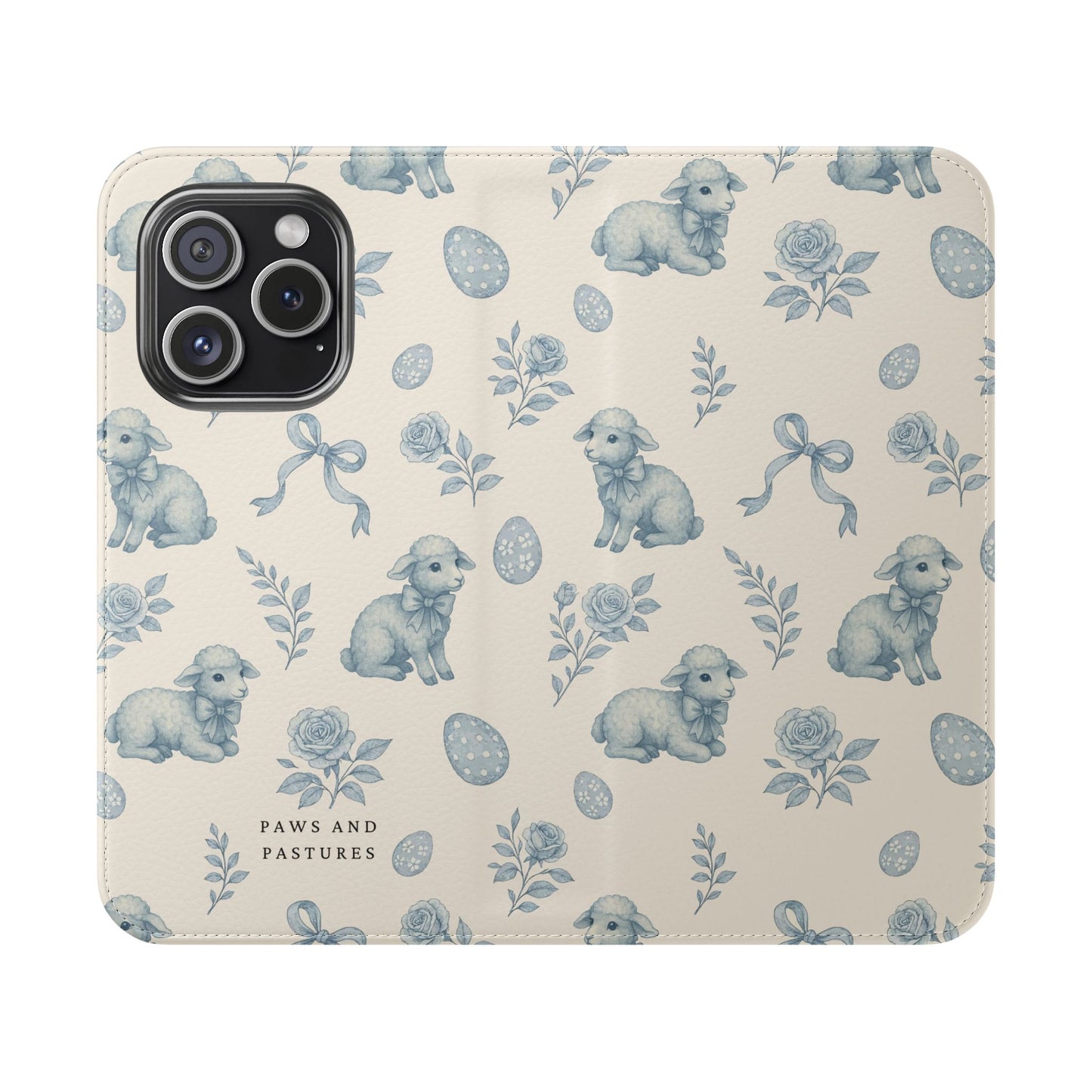 Flip Case — Pastel Blue Easter Lamb Pattern Phone Wallet