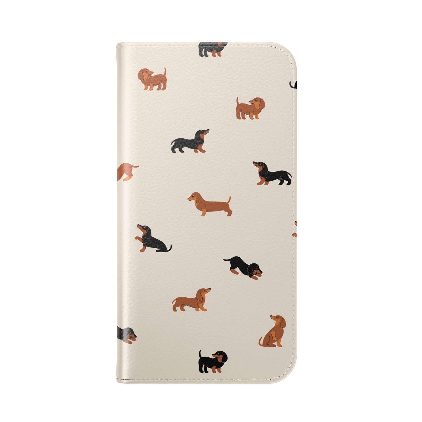 Dachshund Pattern Flip Phone Case — Wallet Folio with Card Slots