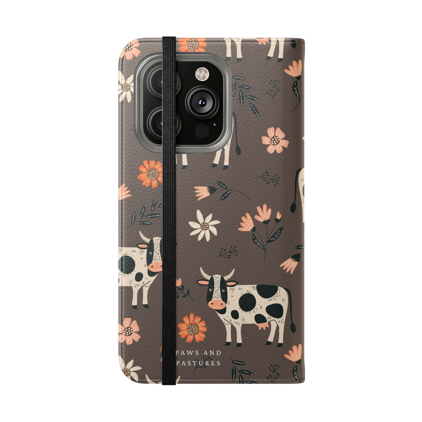 Cow Floral Flip Phone Case – Folklore Farm Pattern Wallet Case