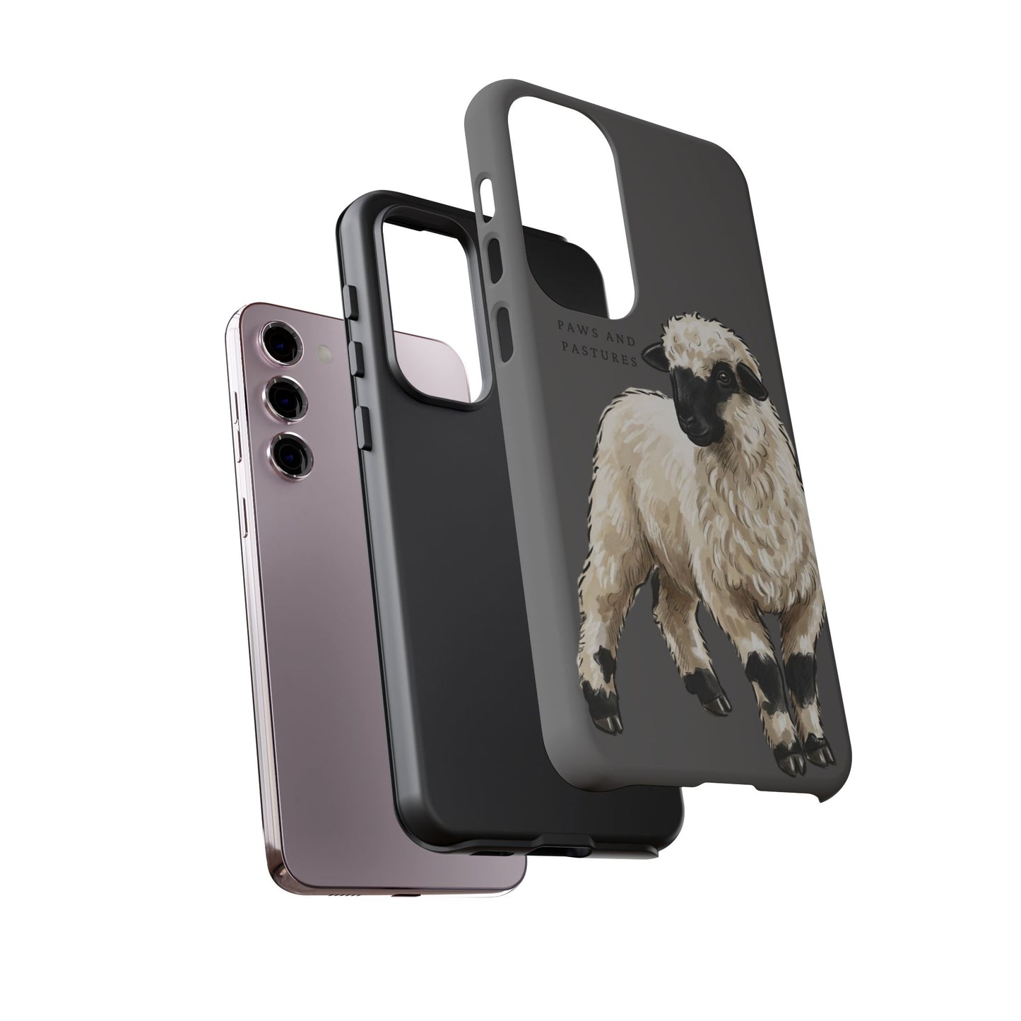Grey Valais Blacknose Sheep Phone Case – 'Paws and Pastures' Cute Lamb Protective iPhone Cover