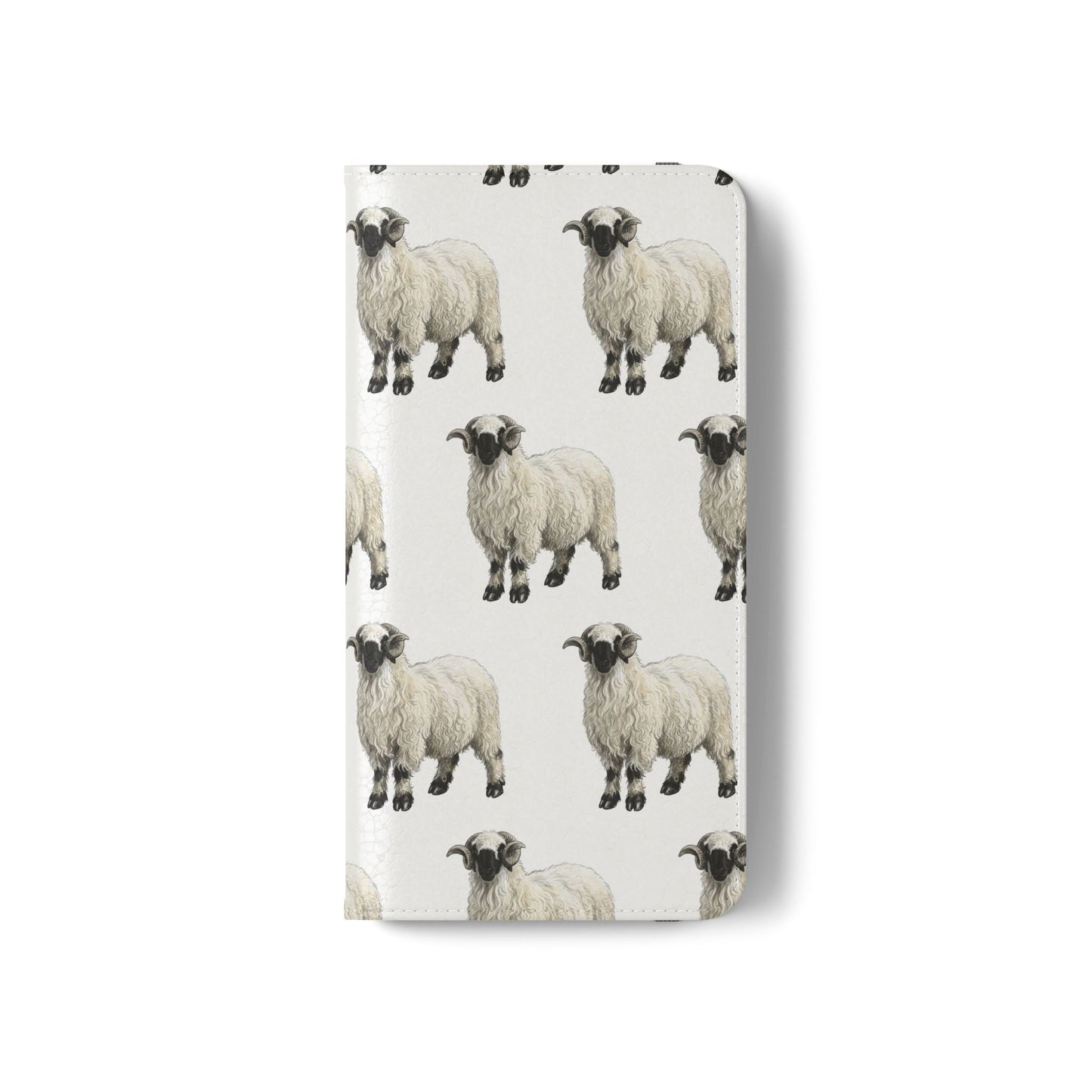 Valais Blacknose Sheep Pattern Flip Phone Case – Cute Farm Animal Wallet Cover
