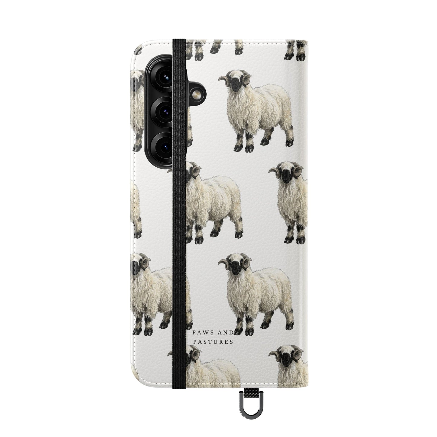 Valais Blacknose Sheep Pattern Flip Phone Case – Cute Farm Animal Wallet Cover