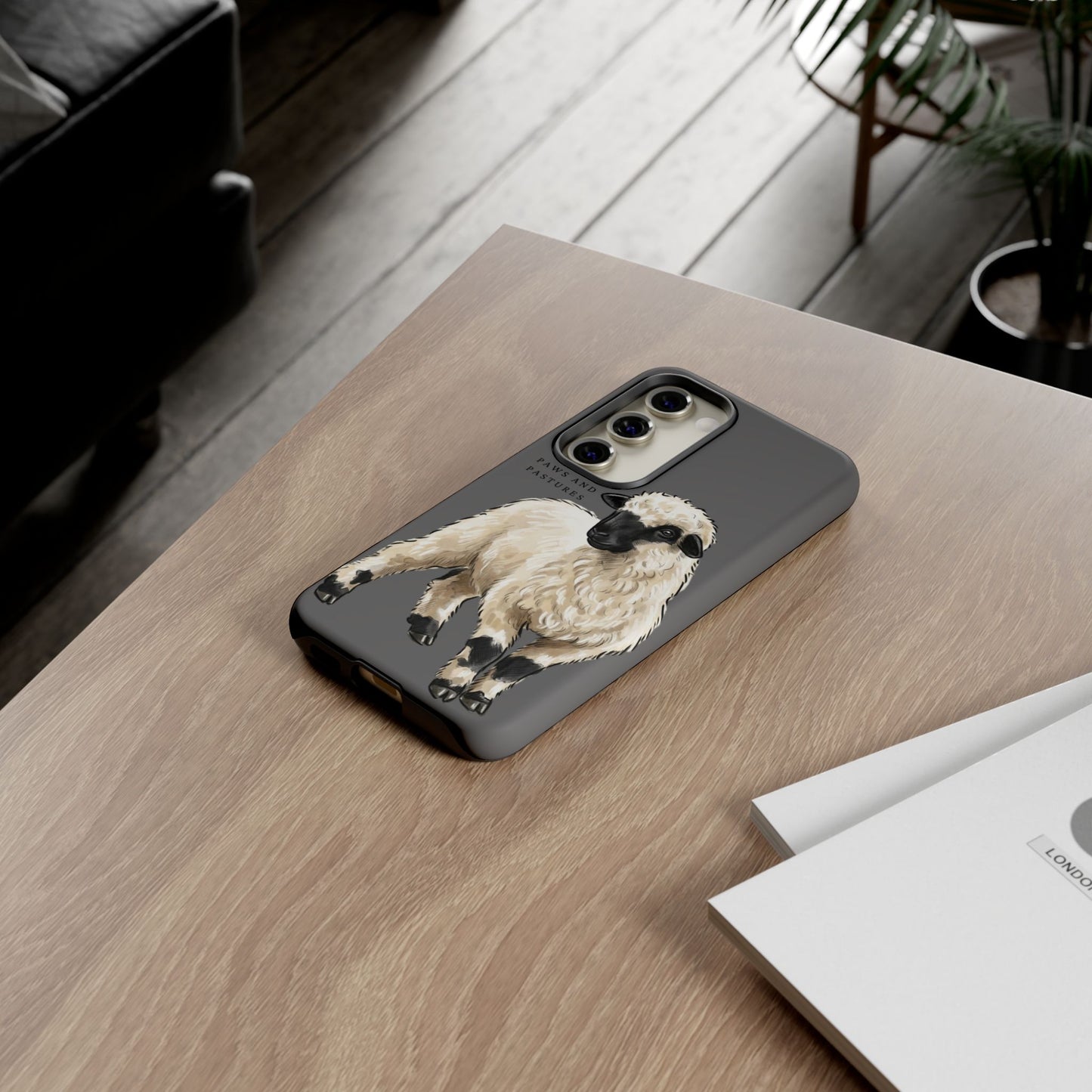 Grey Valais Blacknose Sheep Phone Case – 'Paws and Pastures' Cute Lamb Protective iPhone Cover