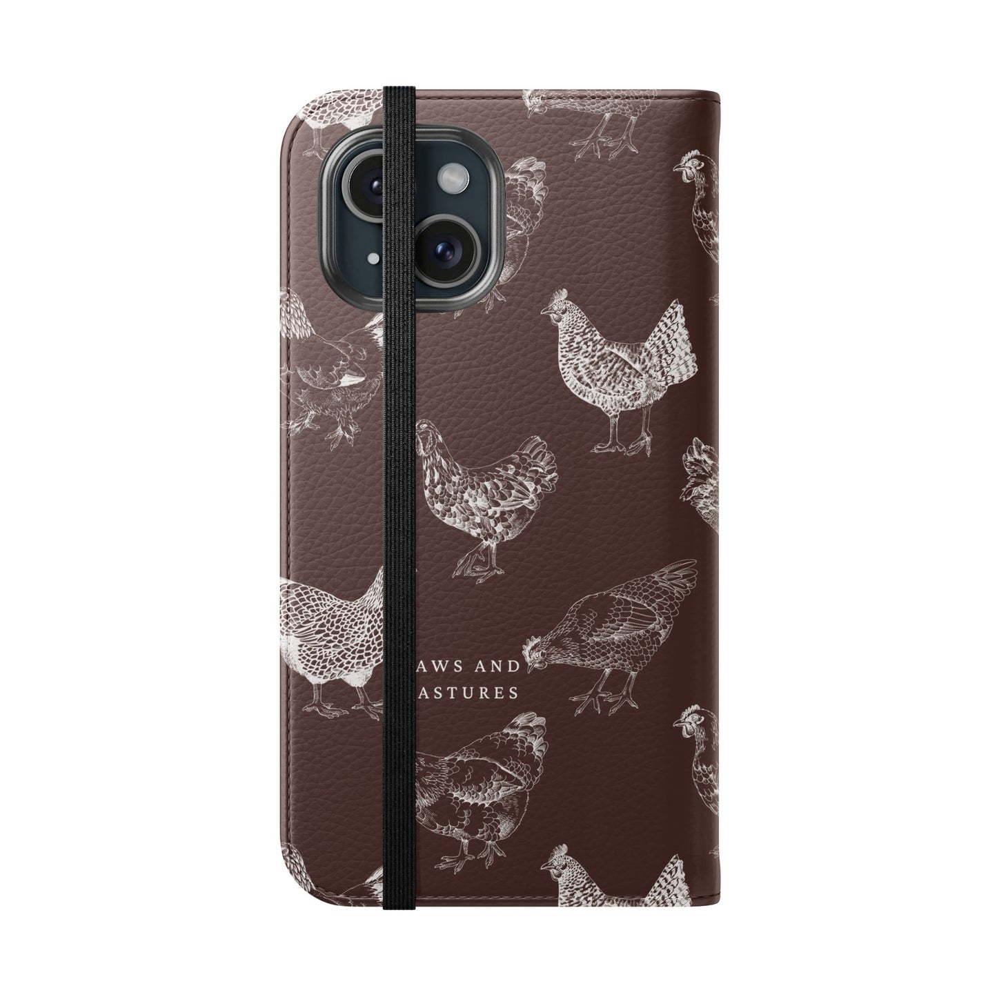 Chicken Pattern Flip Phone Case – Rustic Farmhouse Wallet Cover