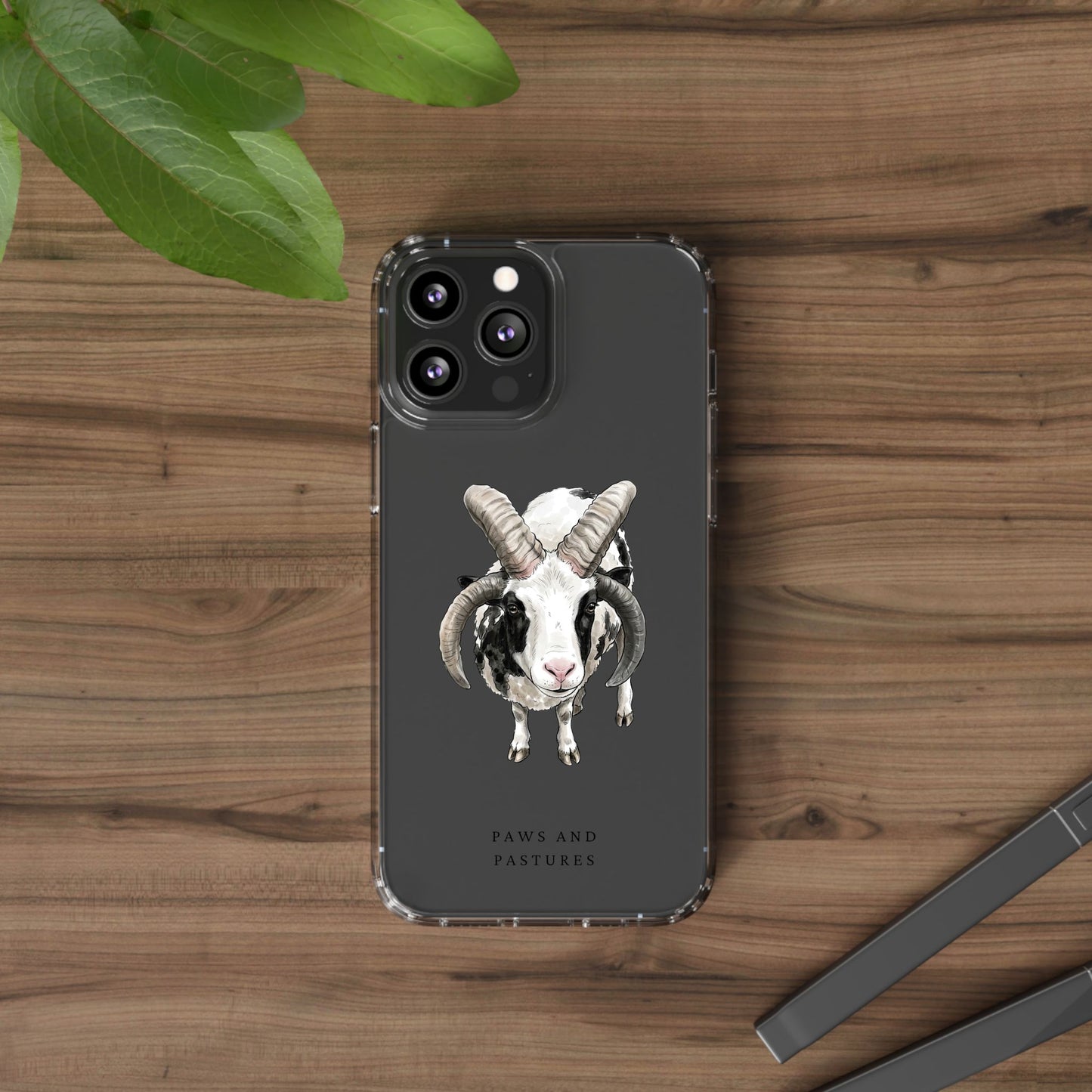 Jacob Sheep Clear Phone Case — Cute Goat Illustration Clear Case for Sheep Lovers