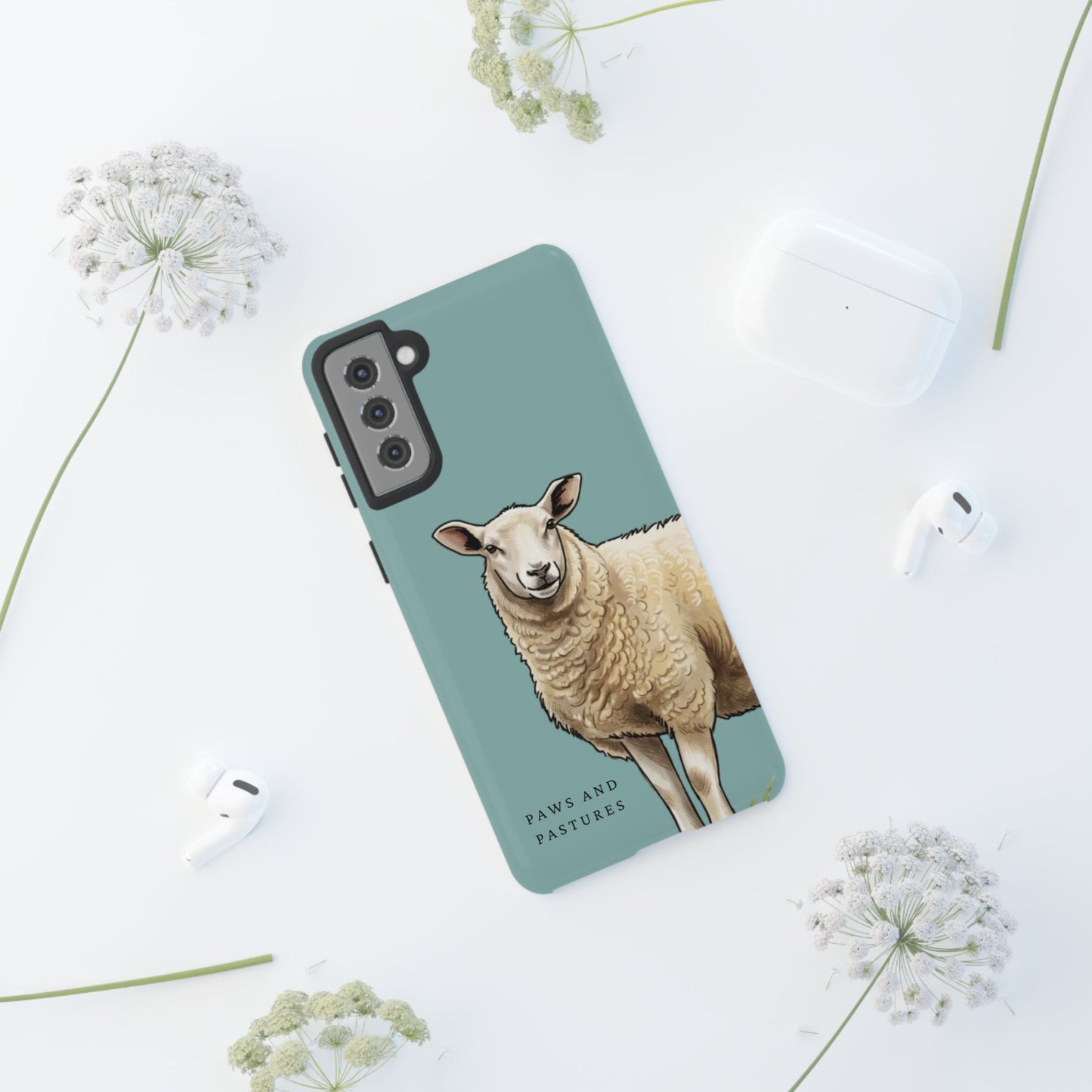 Teal Sheep Illustration Tough Phone Case