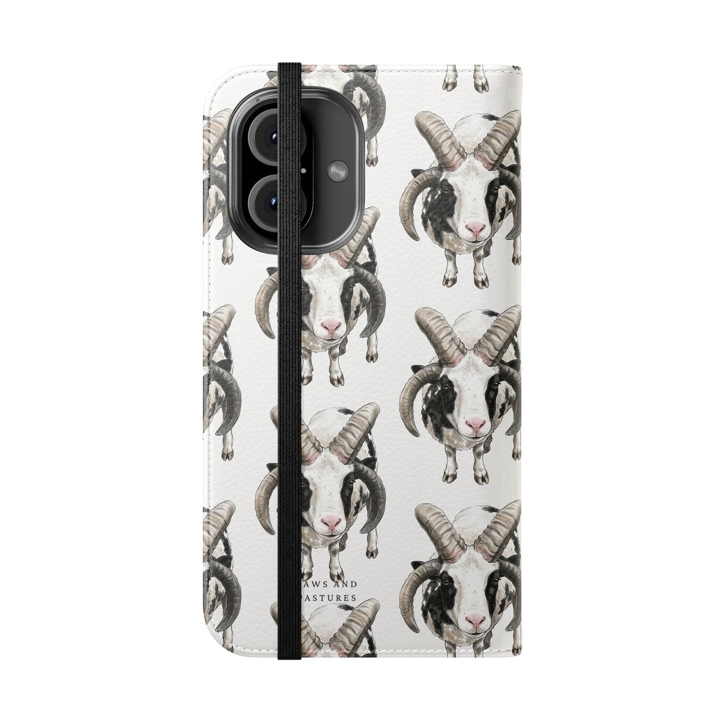 Jacob Sheep Pattern Flip Phone Case — Cute Farm Animal Wallet Cover
