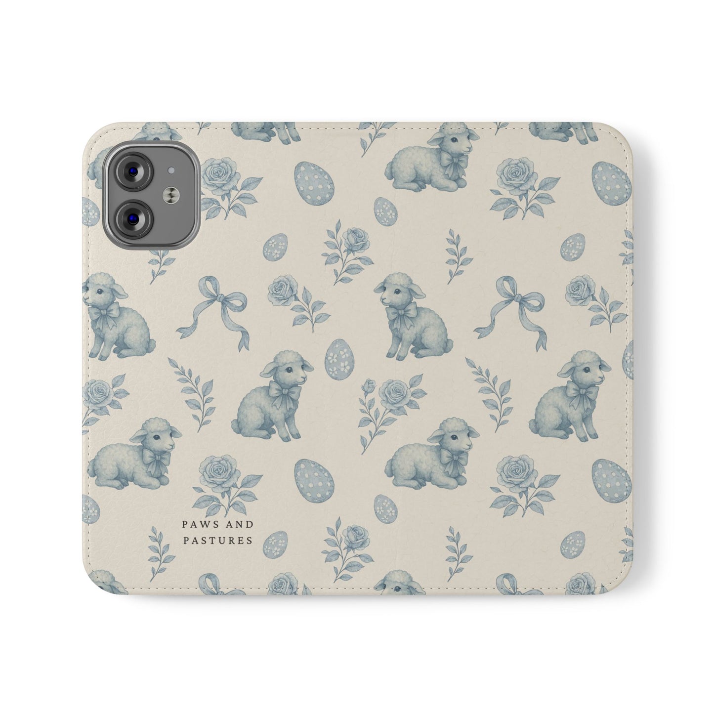 Flip Case — Pastel Blue Easter Lamb Pattern Phone Wallet