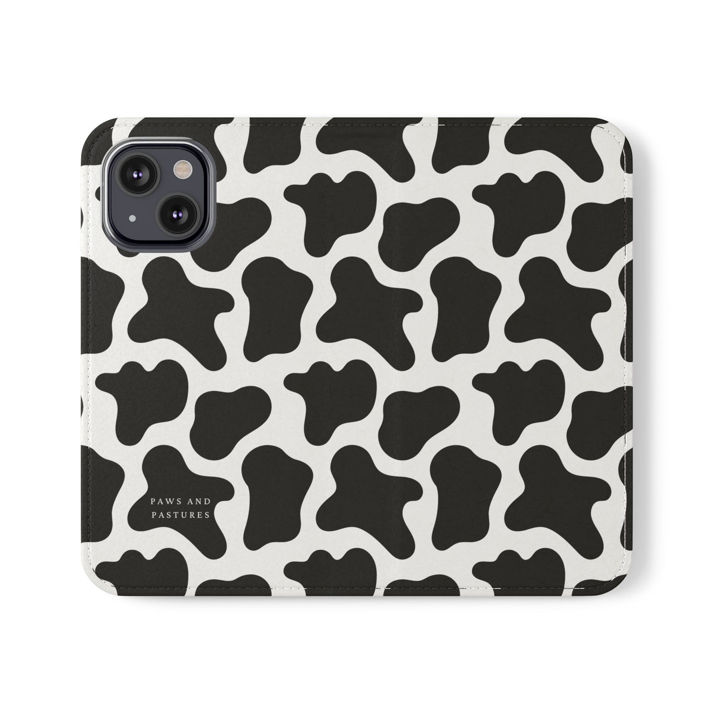 Cow Print Flip Phone Case — Black & White Wallet Flip Case