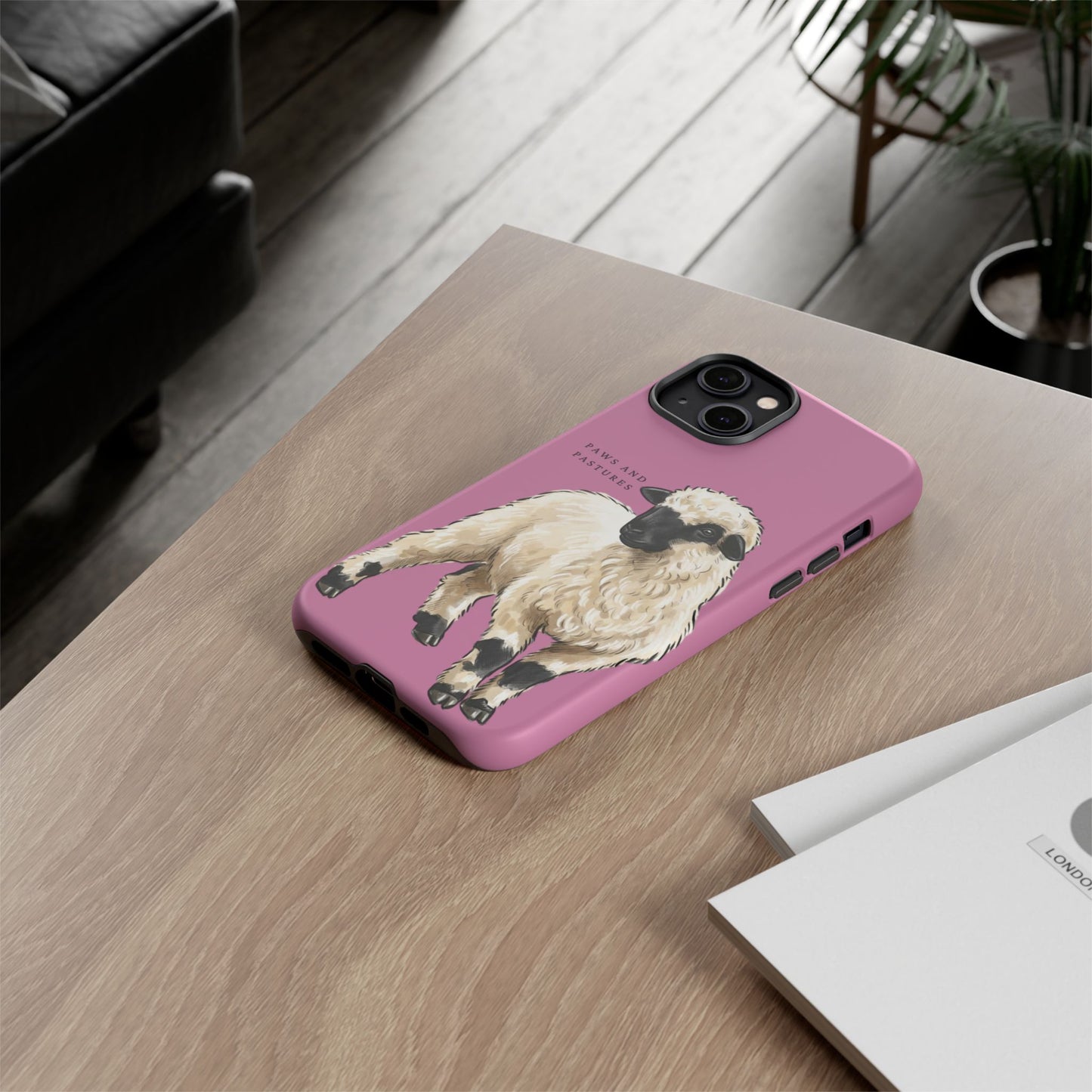Pink Valais Blacknose Sheep Phone Case – 'Paws and Pastures' Cute Lamb Protective iPhone Cover
