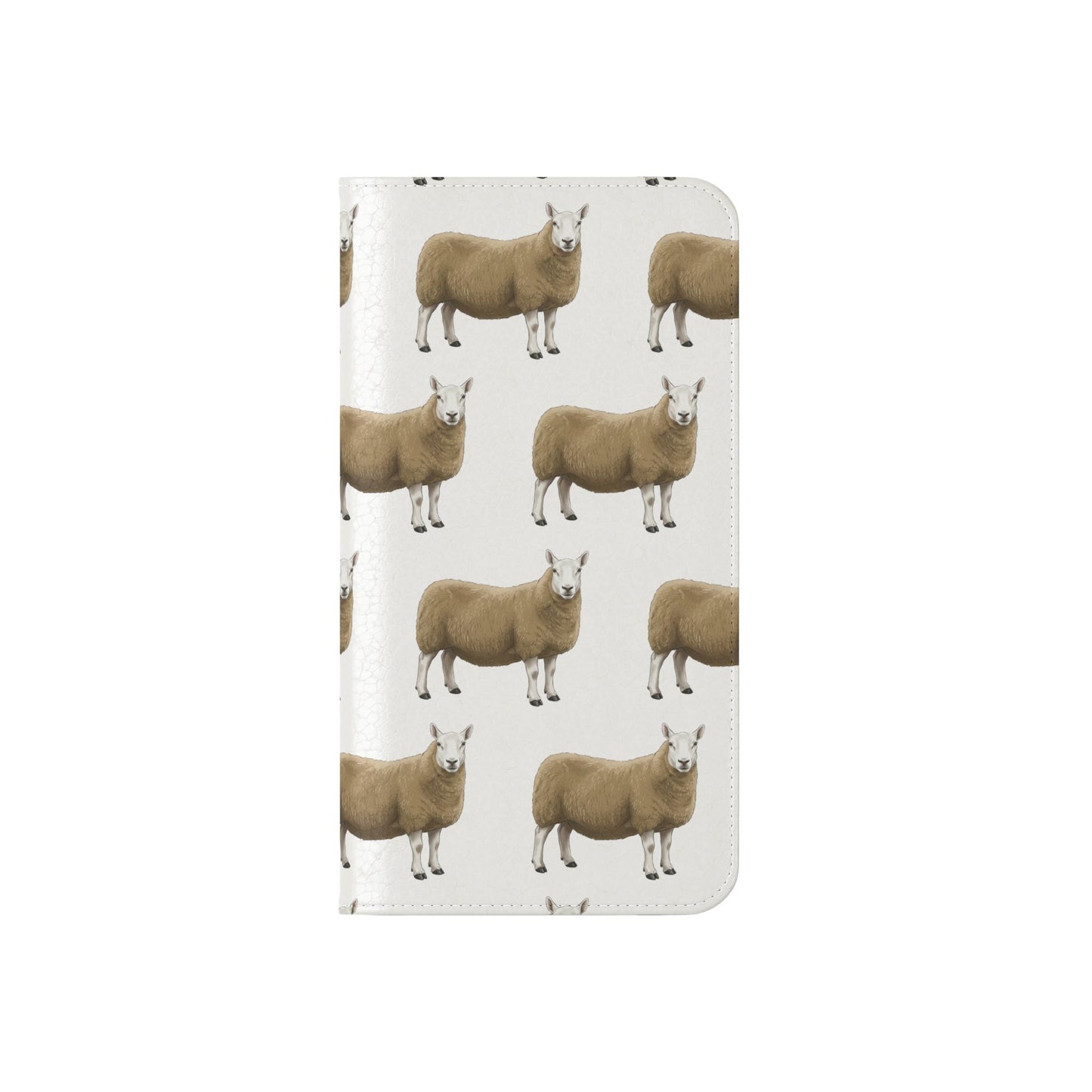 Cheviot Sheep Pattern Flip Phone Case – Cute Pastoral Wallet Cover with Card Slots