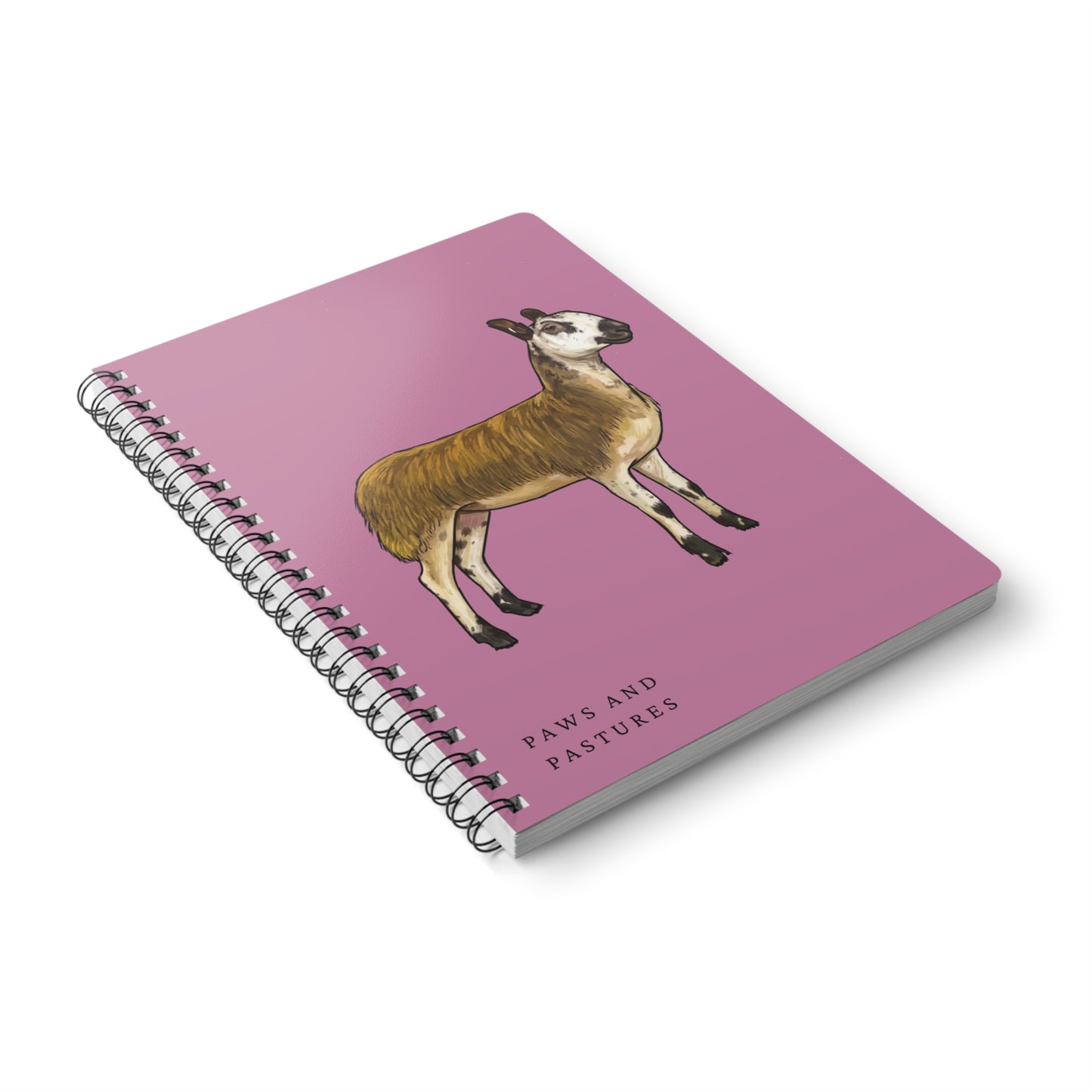 Blue Faced Leicester Sheep Illustration A5 Spiral Notebook — "Paws and Pastures" Lined Journal