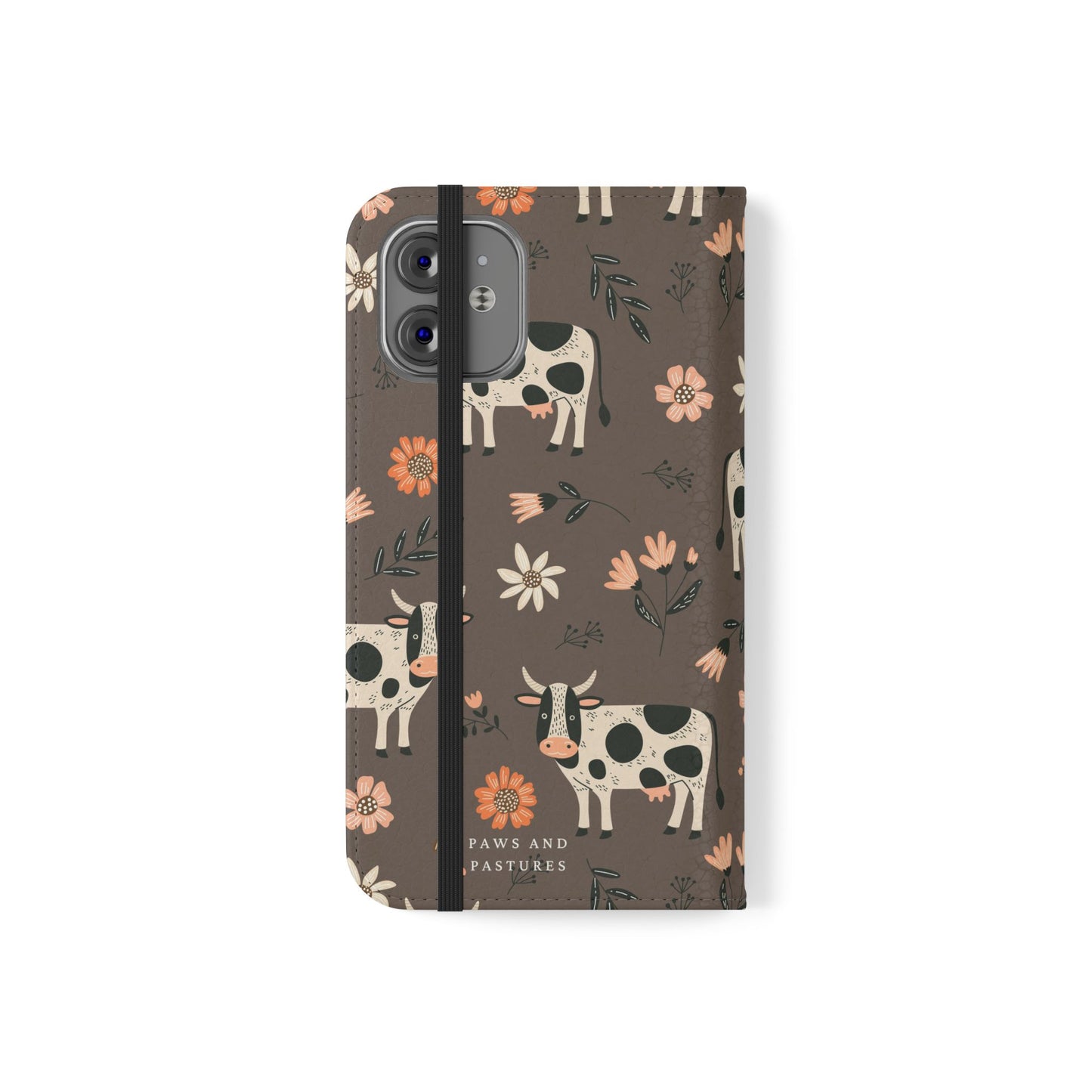 Cow Floral Flip Phone Case – Folklore Farm Pattern Wallet Case