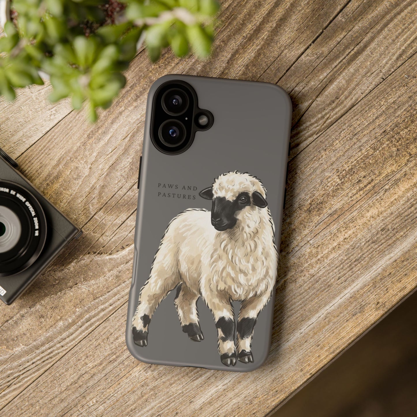 Grey Valais Blacknose Sheep Phone Case – 'Paws and Pastures' Cute Lamb Protective iPhone Cover