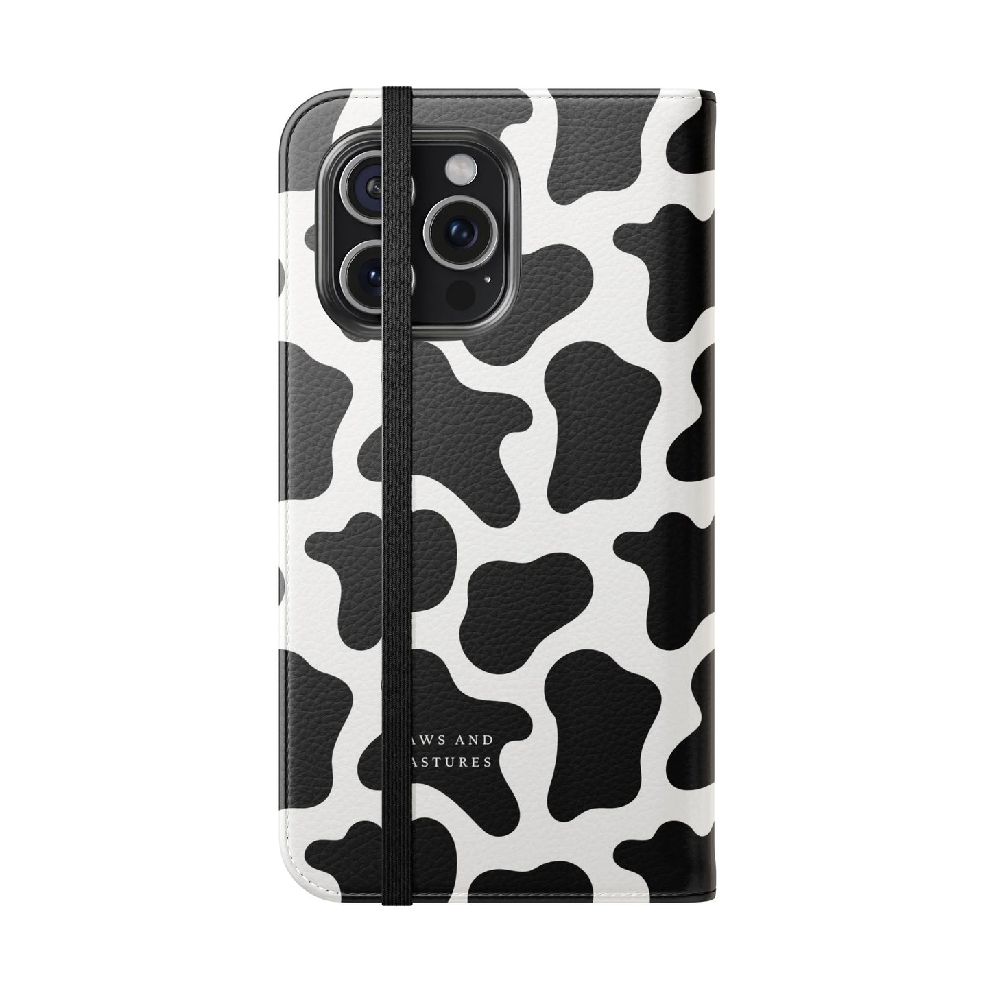 Cow Print Flip Phone Case — Black & White Wallet Flip Case