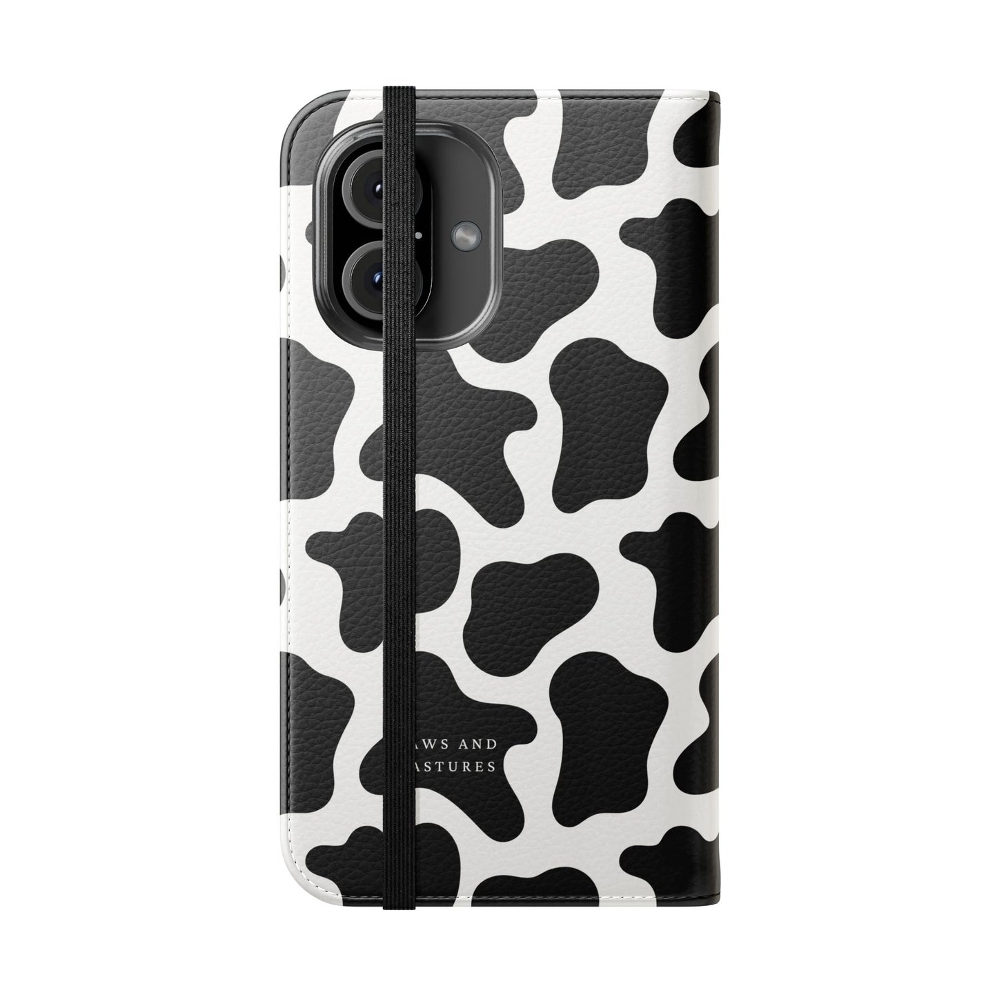 Cow Print Flip Phone Case — Black & White Wallet Flip Case