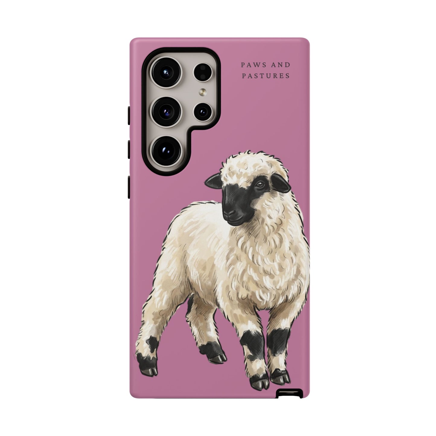 Pink Valais Blacknose Sheep Phone Case – 'Paws and Pastures' Cute Lamb Protective iPhone Cover