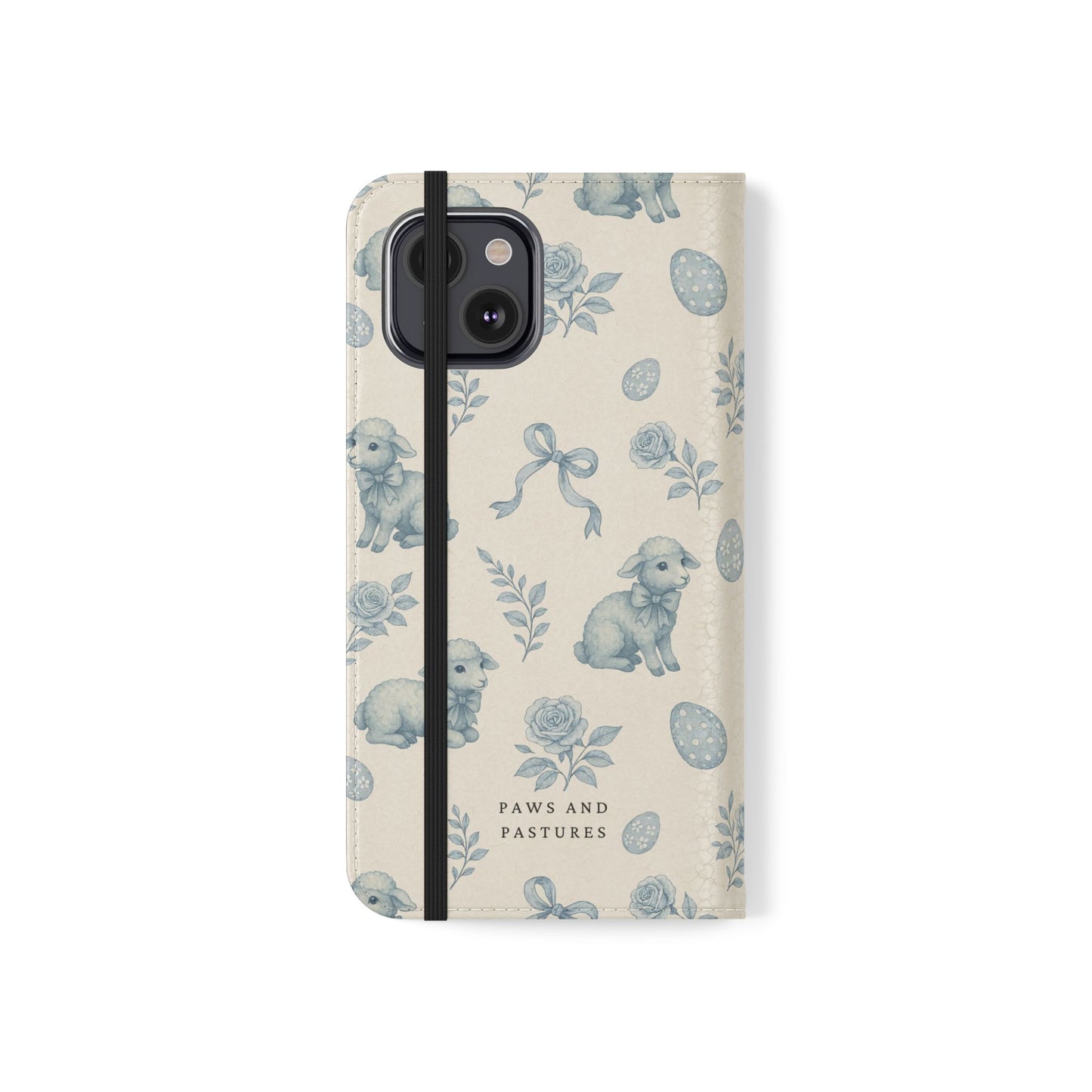 Flip Case — Pastel Blue Easter Lamb Pattern Phone Wallet