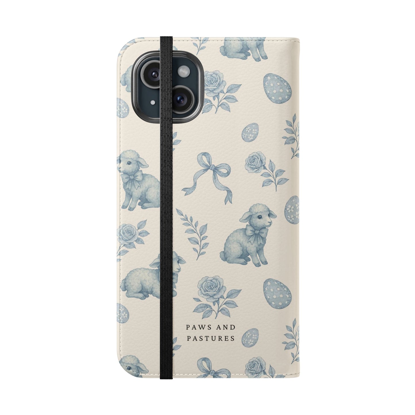 Flip Case — Pastel Blue Easter Lamb Pattern Phone Wallet