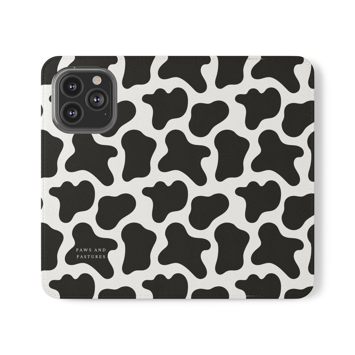 Cow Print Flip Phone Case — Black & White Wallet Flip Case