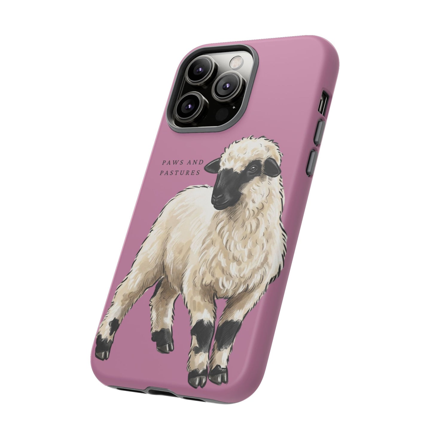 Pink Valais Blacknose Sheep Phone Case – 'Paws and Pastures' Cute Lamb Protective iPhone Cover