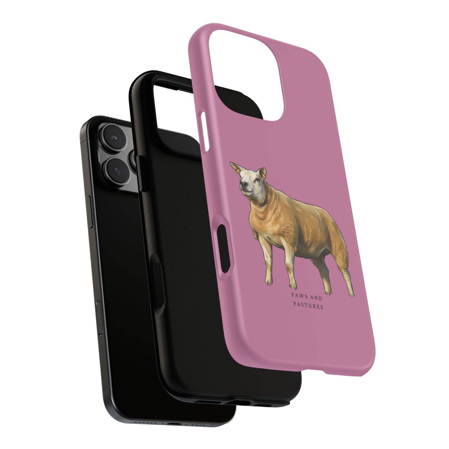 Pink Texel Sheep Illustration Phone Case — "Paws and Pastures" Protective iPhone Cover