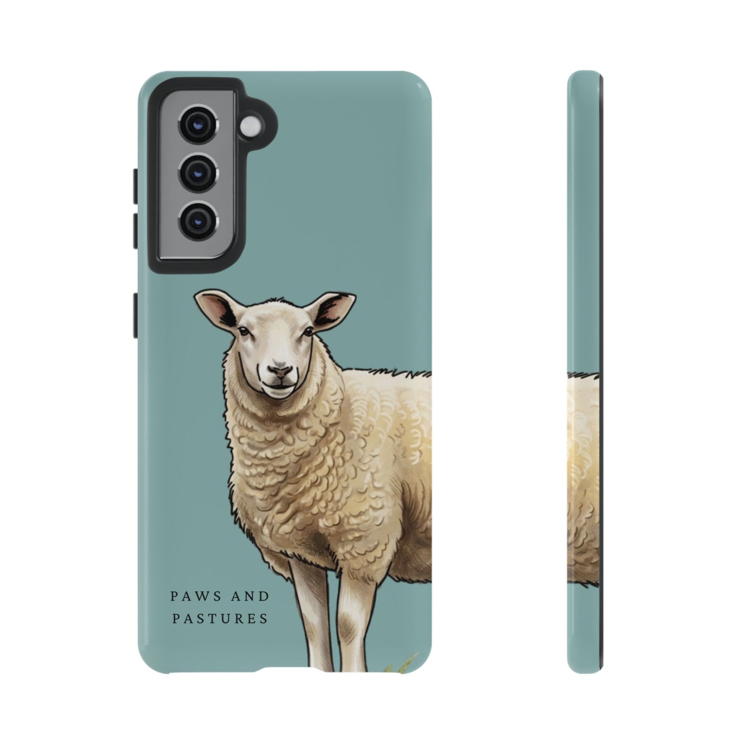Teal Sheep Illustration Tough Phone Case