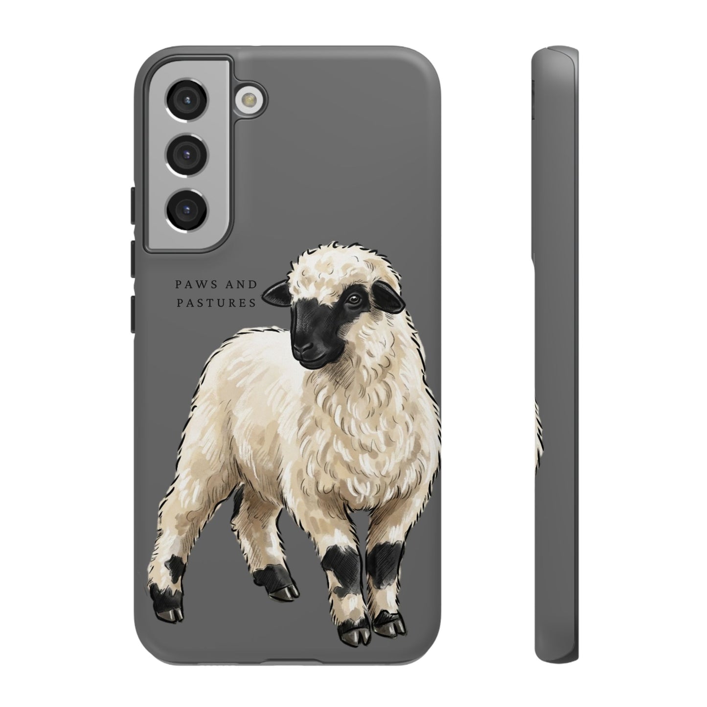 Grey Valais Blacknose Sheep Phone Case – 'Paws and Pastures' Cute Lamb Protective iPhone Cover
