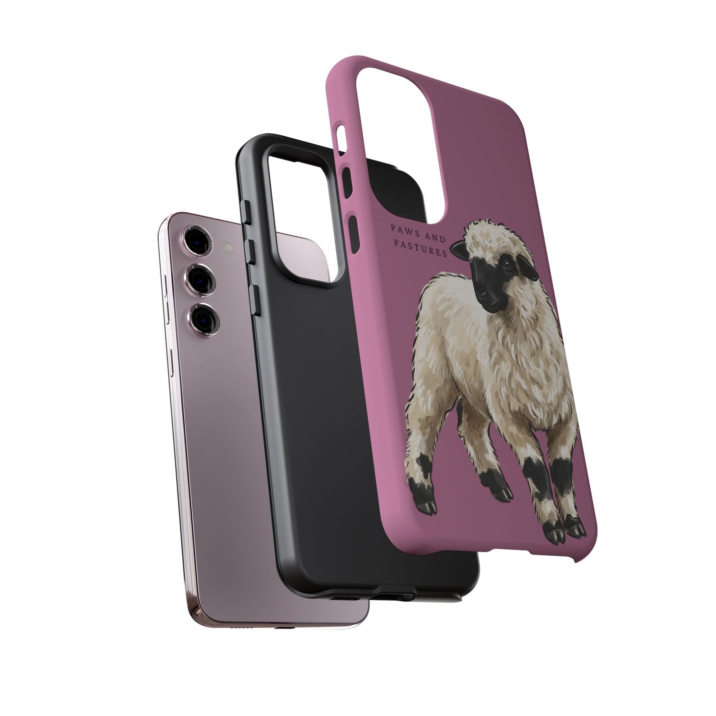 Pink Valais Blacknose Sheep Phone Case – 'Paws and Pastures' Cute Lamb Protective iPhone Cover