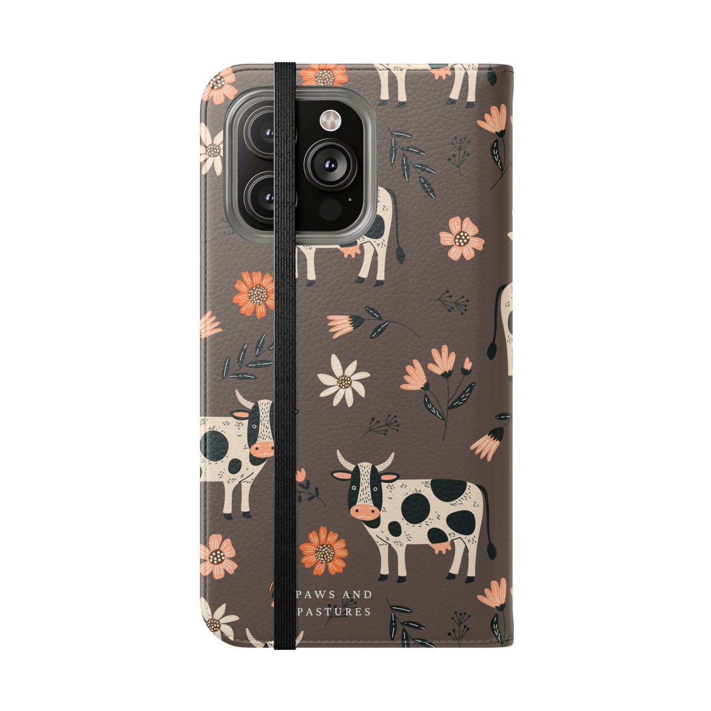 Cow Floral Flip Phone Case – Folklore Farm Pattern Wallet Case