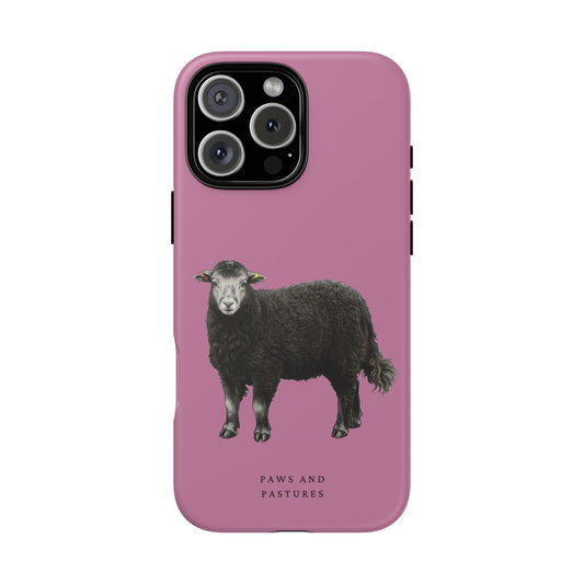 Herdwick Sheep Phone Case — Black Sheep Illustration with “Paws and Pastures”