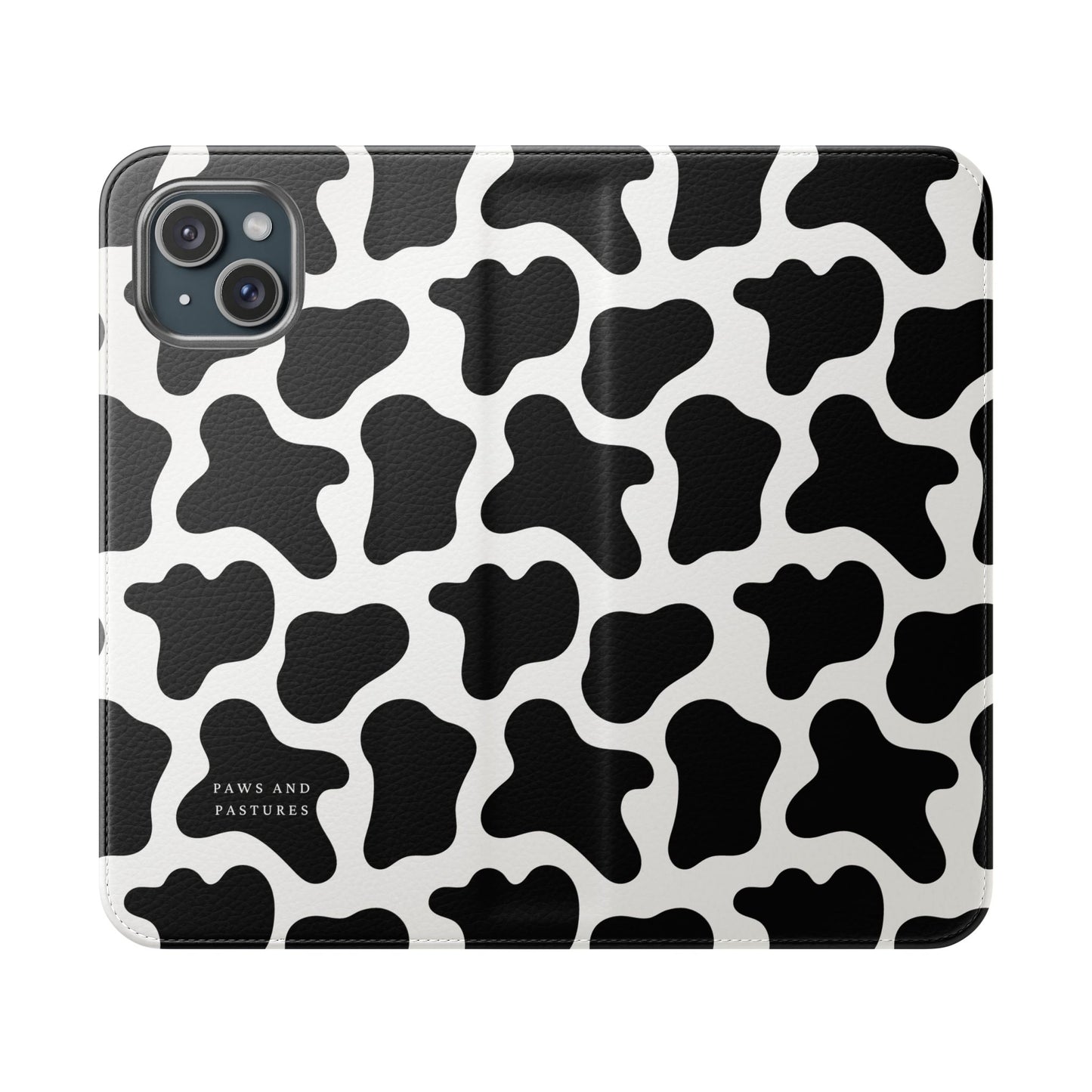 Cow Print Flip Phone Case — Black & White Wallet Flip Case