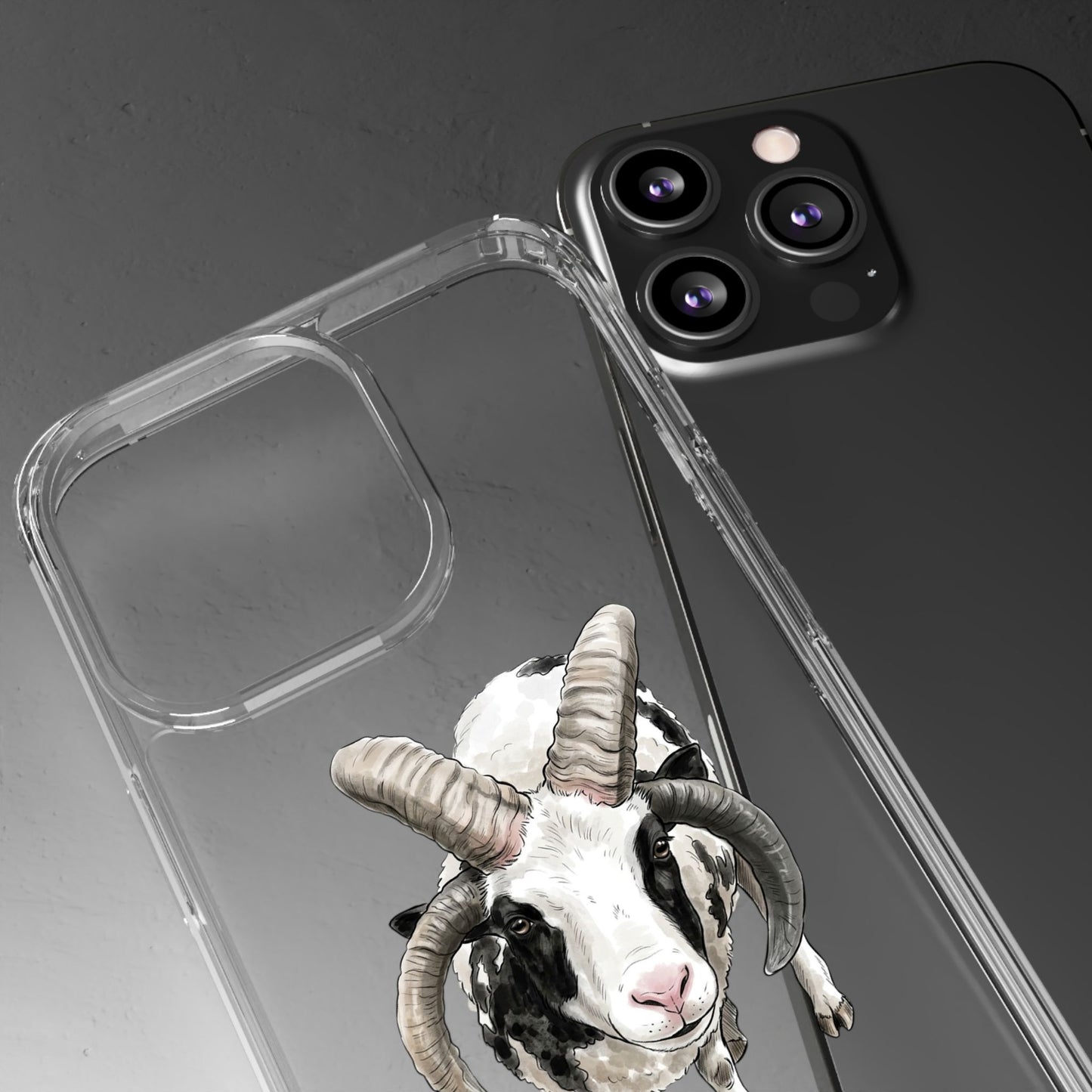 Jacob Sheep Clear Phone Case — Cute Goat Illustration Clear Case for Sheep Lovers