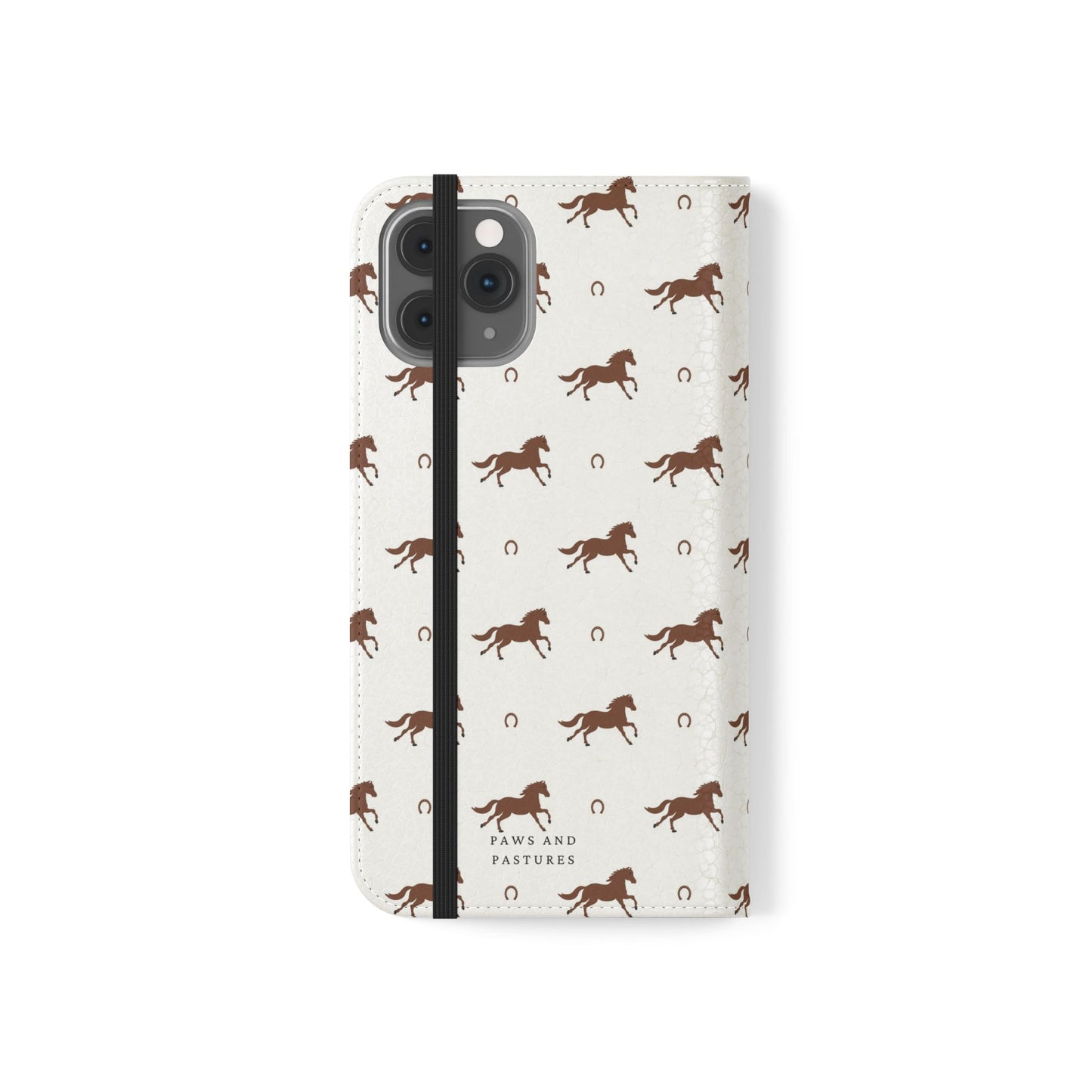 Horse Pattern Flip Case — Leather Wallet Phone Cover with Galloping Horses
