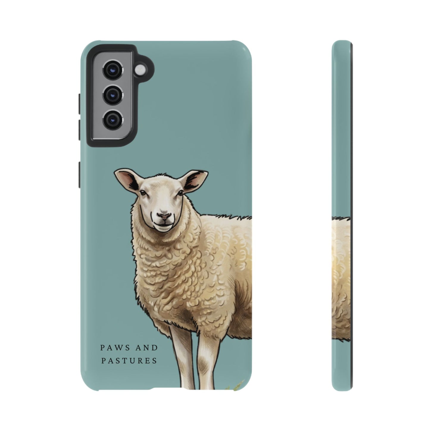 Teal Sheep Illustration Tough Phone Case