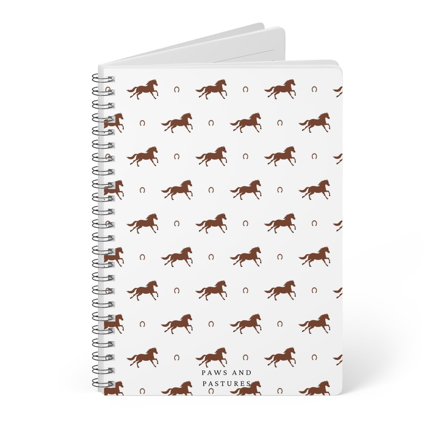 Horse Pattern A5 Wirobound Notebook — Paws and Pastures Lined Journal