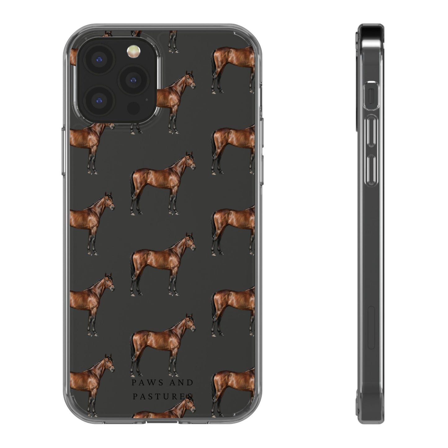 Horse Pattern Clear iPhone Case