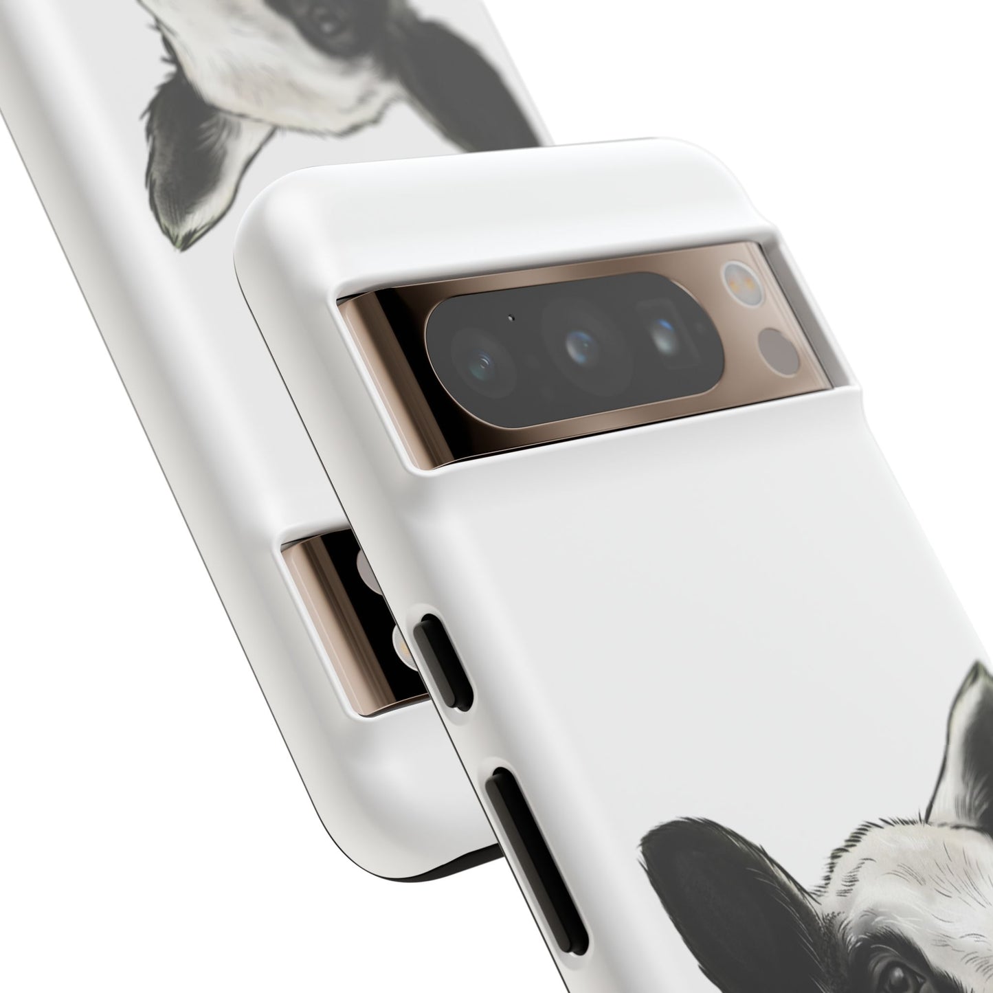 Dutch Spotted Sheep Portrait Phone Case - Black & White Lamb Illustration Protective Cover