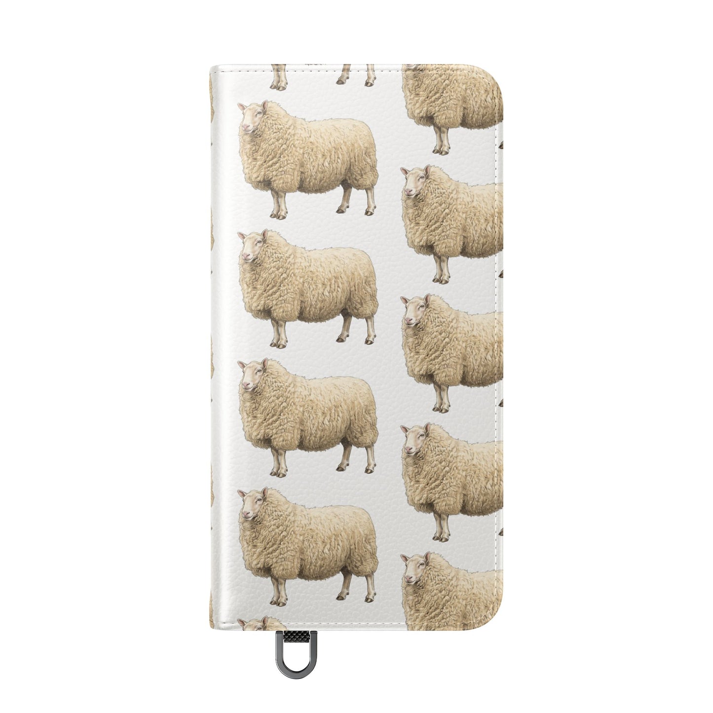 Cheviot Sheep Pattern Flip Phone Case – Cute Pastoral Wallet Cover with Card Slots