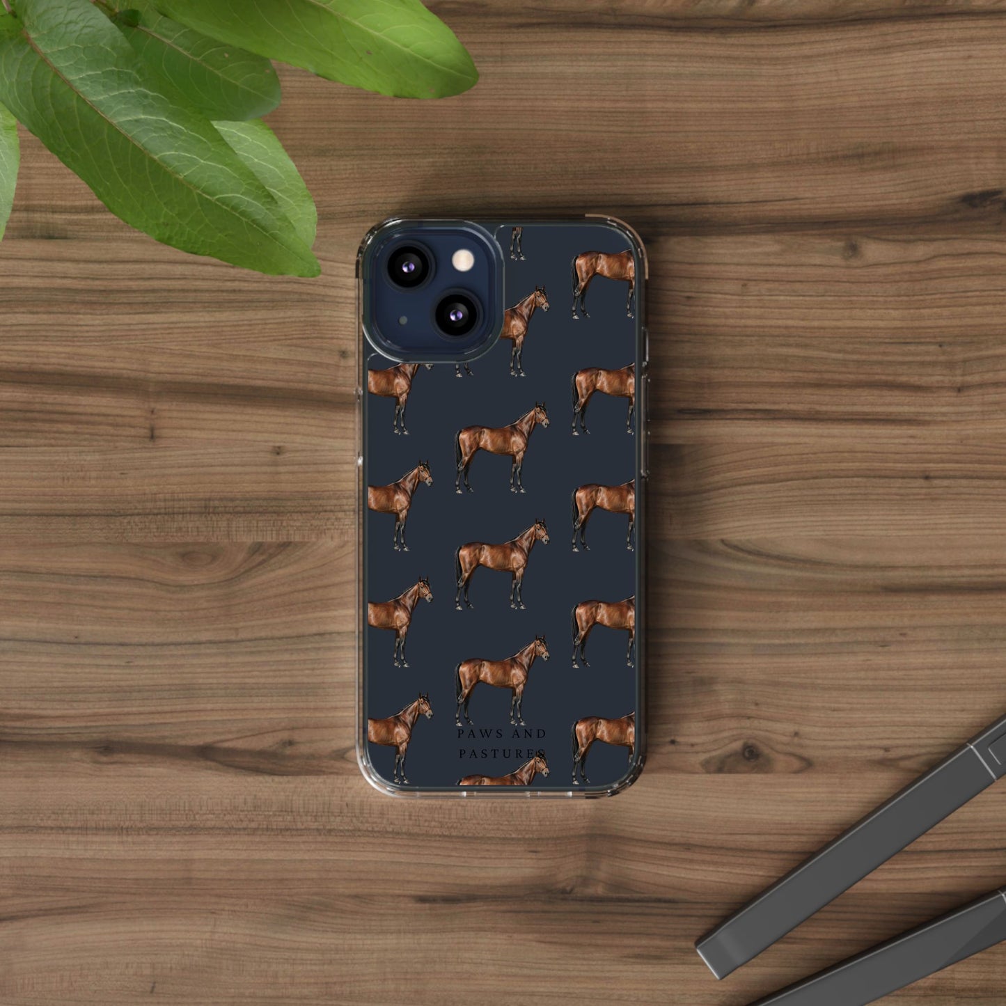 Horse Pattern Clear iPhone Case