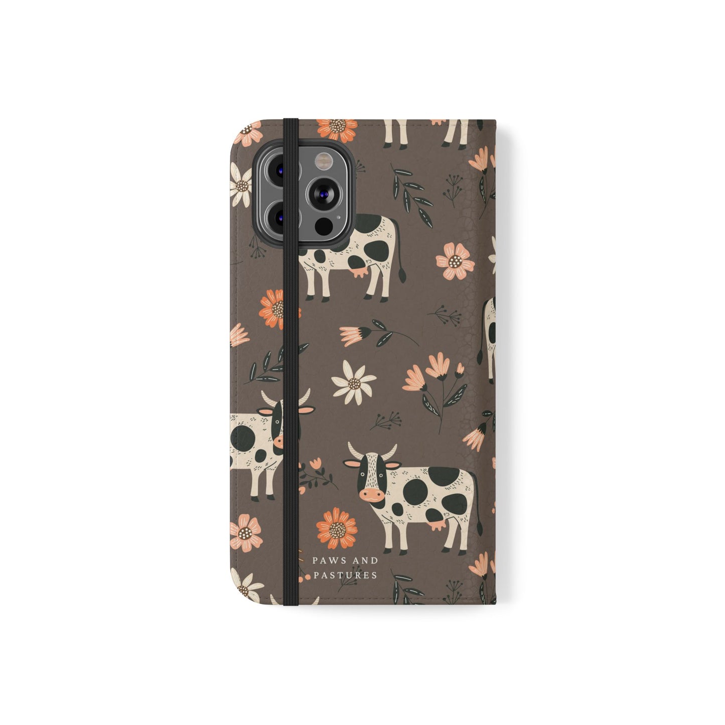Cow Floral Flip Phone Case – Folklore Farm Pattern Wallet Case