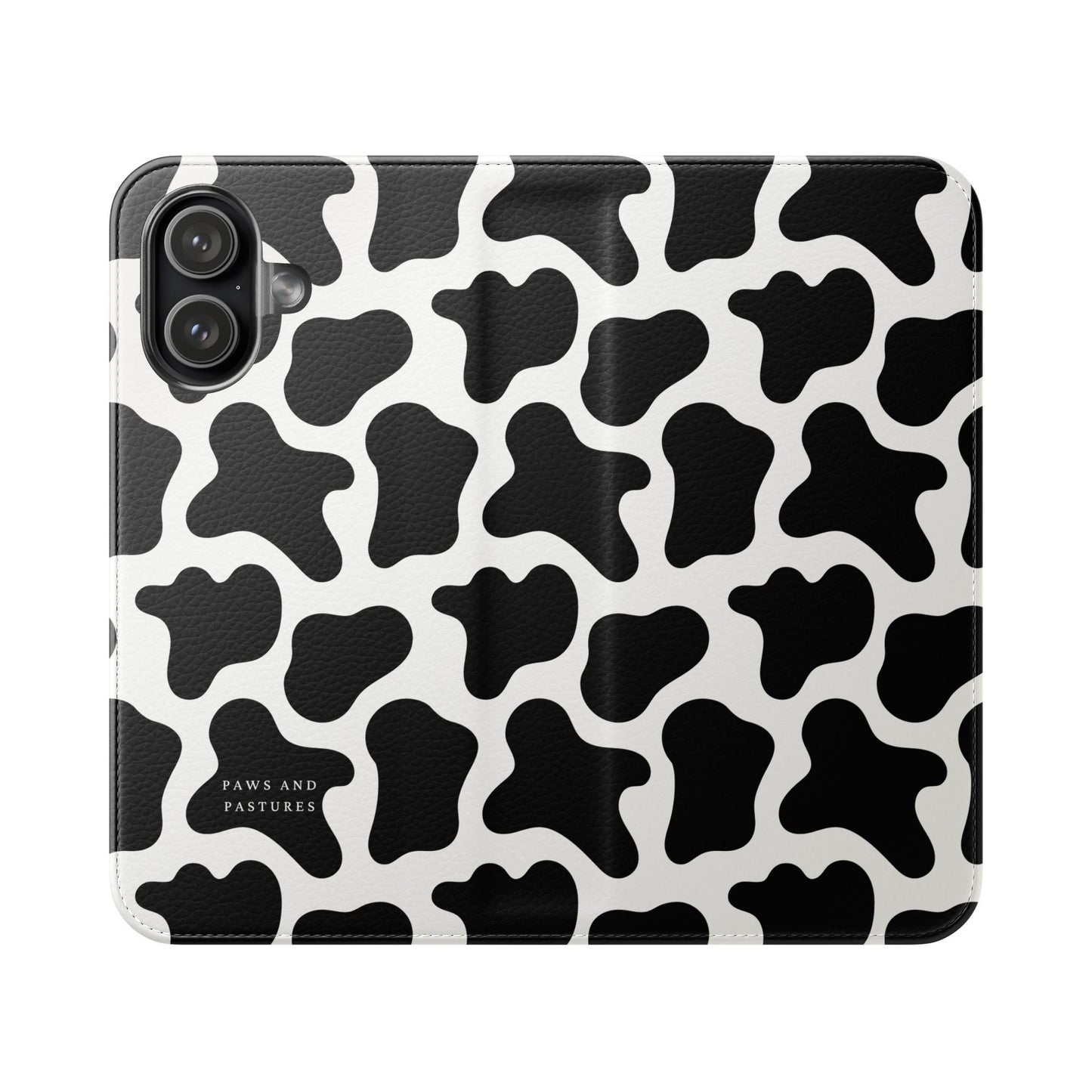 Cow Print Flip Phone Case — Black & White Wallet Flip Case