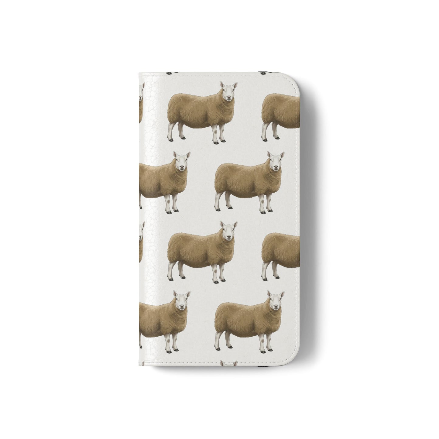 Cheviot Sheep Pattern Flip Phone Case – Cute Pastoral Wallet Cover with Card Slots