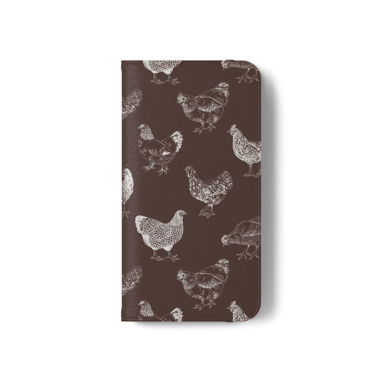 Chicken Pattern Flip Phone Case – Rustic Farmhouse Wallet Cover