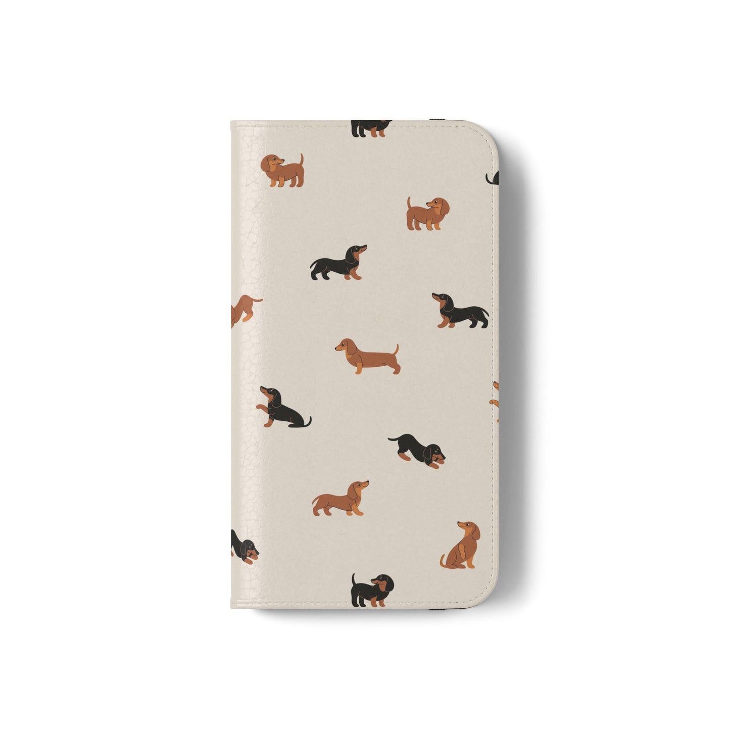 Dachshund Pattern Flip Phone Case — Wallet Folio with Card Slots