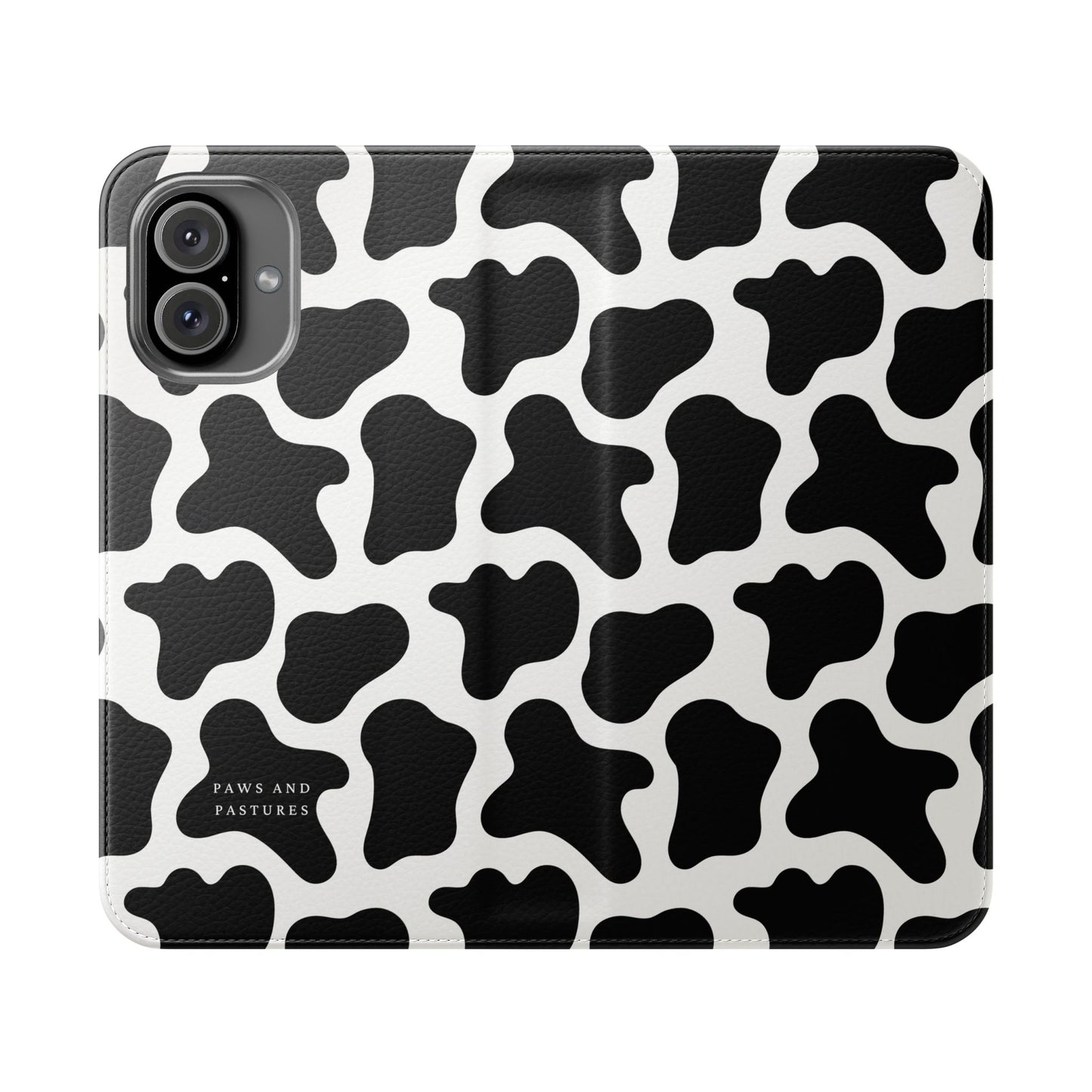 Cow Print Flip Phone Case — Black & White Wallet Flip Case