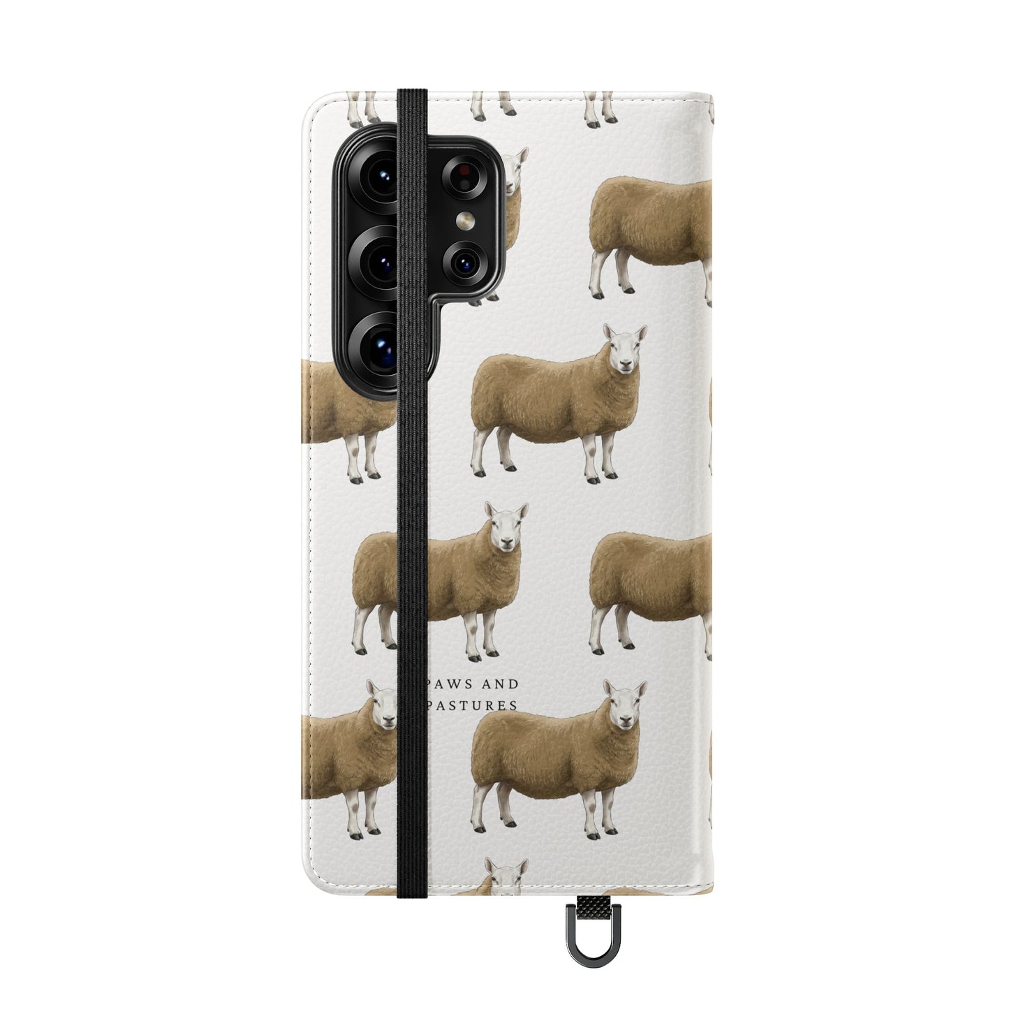 Cheviot Sheep Pattern Flip Phone Case – Cute Pastoral Wallet Cover with Card Slots