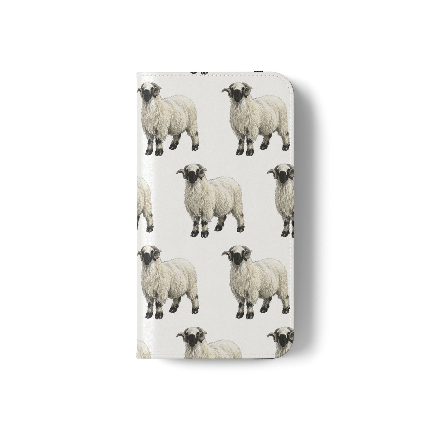 Valais Blacknose Sheep Pattern Flip Phone Case – Cute Farm Animal Wallet Cover