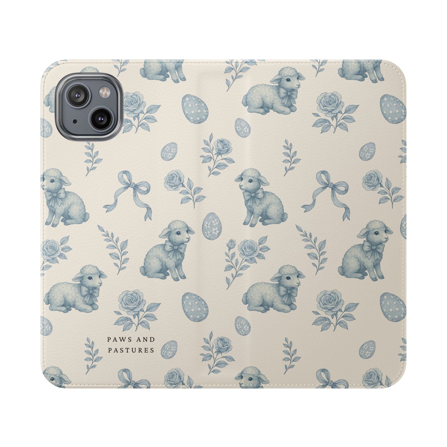 Flip Case — Pastel Blue Easter Lamb Pattern Phone Wallet