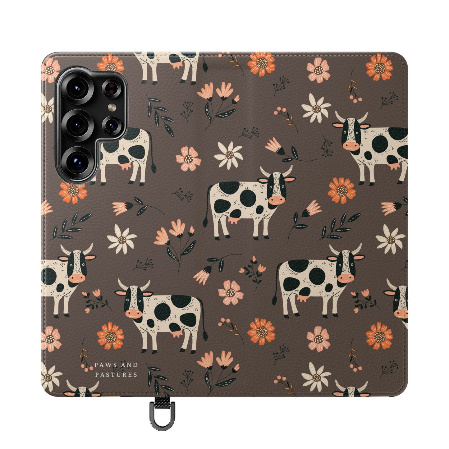 Cow Floral Flip Phone Case – Folklore Farm Pattern Wallet Case